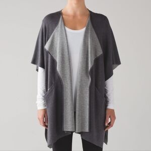 Lululemon After Asana Wrap Gray Reversible Cardigan Sweater Size OS